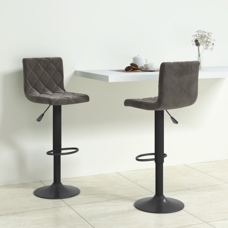 vidaXL Sgabelli da Bar 2 pz Grigio Scuro in Velluto vidaXL Sgabelli da Bar 2 pz Grigio Scuro in Velluto