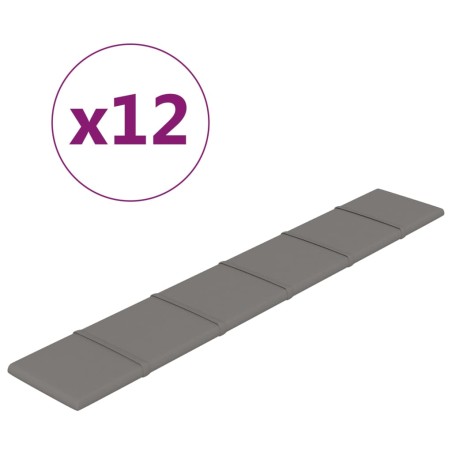 vidaXL Pannelli Murali 12 pz Grigio Chiaro 90x15 cm Tessuto 1,62 m²