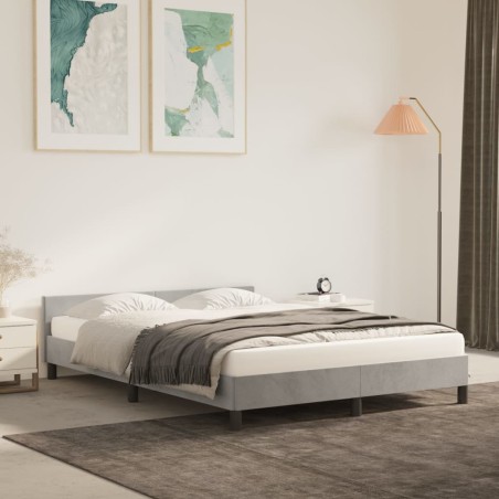 vidaXL Giroletto con Testiera Grigio Chiaro 140x200 cm in Velluto