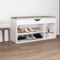vidaXL Panca Portascarpe con Cuscino Bianco 104x30x49 cm in Truciolato vidaXL Panca Portascarpe con Cuscino Bianco 104x30x49 cm in Truciolato