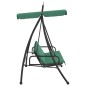 vidaXL Panca a Dondolo con Baldacchino Verde 198 cm Tessuto e Acciaio vidaXL Panca a Dondolo con Baldacchino Verde 198 cm Tessuto e Acciaio