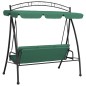 vidaXL Panca a Dondolo con Baldacchino Verde 198 cm Tessuto e Acciaio vidaXL Panca a Dondolo con Baldacchino Verde 198 cm Tessuto e Acciaio
