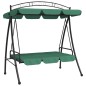 vidaXL Panca a Dondolo con Baldacchino Verde 198 cm Tessuto e Acciaio vidaXL Panca a Dondolo con Baldacchino Verde 198 cm Tessuto e Acciaio