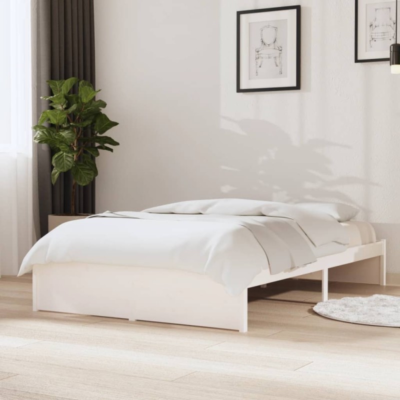 vidaXL Giroletto Bianco 120x190 cm Small Double Legno Massello di Pino vidaXL Giroletto Bianco 120x190 cm Small Double Legno Massello di Pino