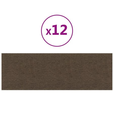 vidaXL Pannelli Murali 12 pz Marroni90x30 cm in Tessuto 3,24 m²
