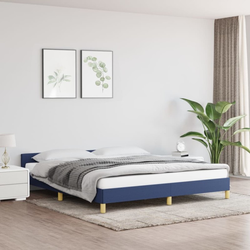 vidaXL Giroletto con Testiera senza Materasso Blu 160x200 cm Tessuto vidaXL Giroletto con Testiera senza Materasso Blu 160x200 cm Tessuto