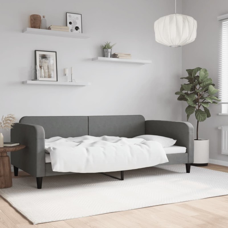 vidaXL Letto da Giorno Grigio Scuro 100x200 cm in Tessuto vidaXL Letto da Giorno Grigio Scuro 100x200 cm in Tessuto