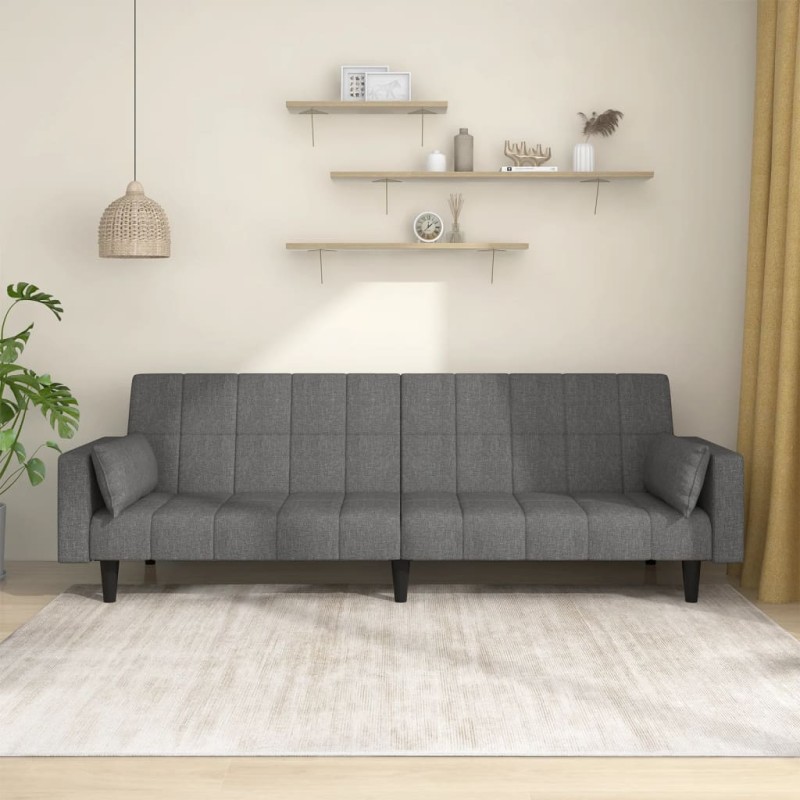 vidaXL Divano Letto a 2 Posti con 2 Cuscini Grigio Chiaro in Tessuto vidaXL Divano Letto a 2 Posti con 2 Cuscini Grigio Chiaro in Tessuto
