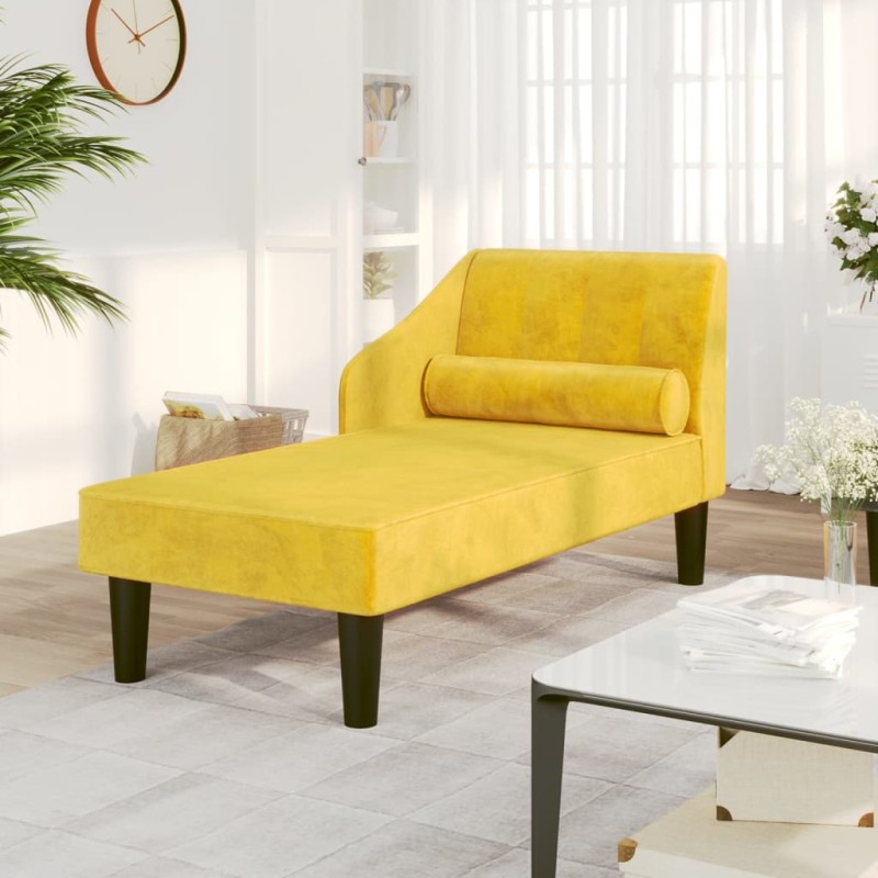 vidaXL Sdraio con Capezzale Giallo in Velluto