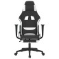 vidaXL Sedia da Gaming Massaggio e Poggiapiedi Tessuto Nero e Bianco vidaXL Sedia da Gaming Massaggio e Poggiapiedi Tessuto Nero e Bianco