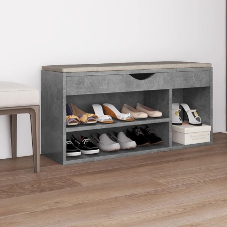 vidaXL Scarpiera con Cuscino Grigio Cemento 104x30x49 cm in Truciolato