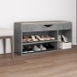vidaXL Scarpiera con Cuscino Grigio Cemento 104x30x49 cm in Truciolato