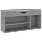 vidaXL Scarpiera con Cuscino Grigio Cemento 104x30x49 cm in Truciolato