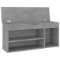 vidaXL Scarpiera con Cuscino Grigio Cemento 104x30x49 cm in Truciolato