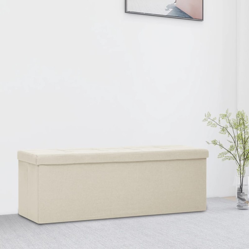 vidaXL Cassapanca Pieghevole Bianco Crema in Simil Lino vidaXL Cassapanca Pieghevole Bianco Crema in Simil Lino