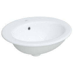 vidaXL Lavandino da Bagno Bianco 52x46x20 cm Ovale in Ceramica