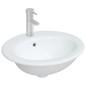vidaXL Lavandino da Bagno Bianco 52x46x20 cm Ovale in Ceramica