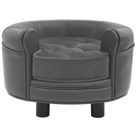 vidaXL Divano per Cani Grigio 48x48x32 cm in Peluche e Similpelle