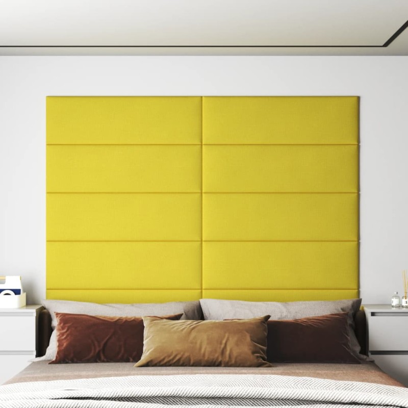 vidaXL Pannelli Murali 12 pz Giallo chiaro 90x30 cm in Tessuto 3,24 m² vidaXL Pannelli Murali 12 pz Giallo chiaro 90x30 cm in Tessuto 3,24 m²