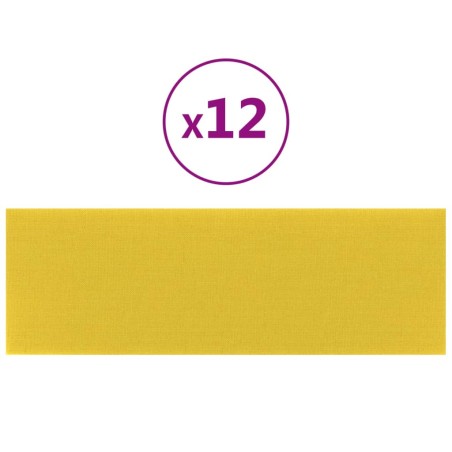 vidaXL Pannelli Murali 12 pz Giallo chiaro 90x30 cm in Tessuto 3,24 m²