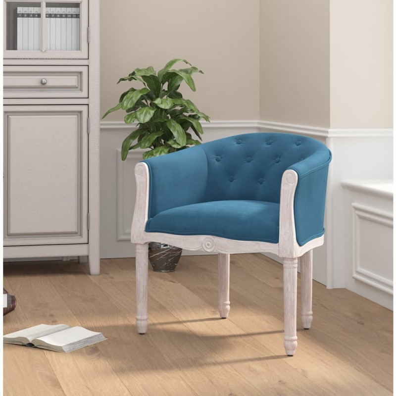 vidaXL Sedia da Pranzo Blu in Velluto vidaXL Sedia da Pranzo Blu in Velluto