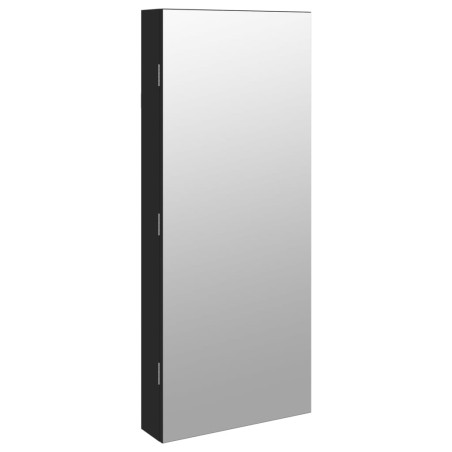 vidaXL Armadio Portagioie a Specchio con Luci LED a Parete Nero