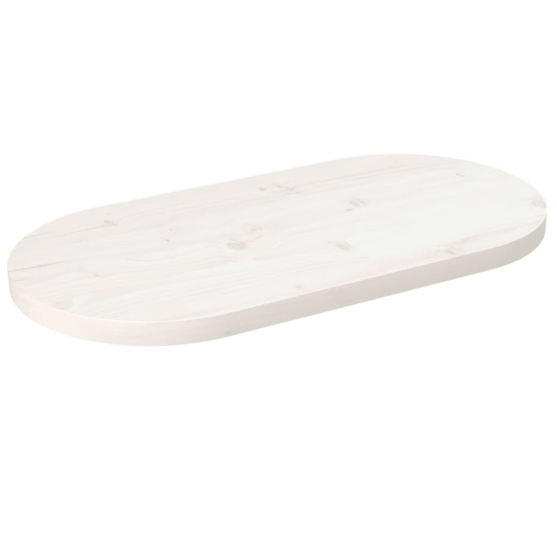 vidaXL Piano Tavolo Bianco 80x40x2,5cm in Legno Massello di Pino Ovale vidaXL Piano Tavolo Bianco 80x40x2,5cm in Legno Massello di Pino Ovale