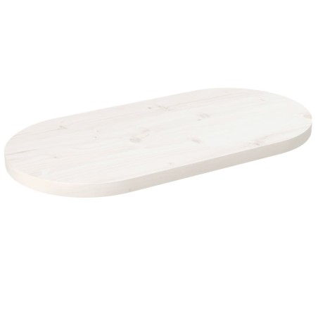 vidaXL Piano Tavolo Bianco 80x40x2,5cm in Legno Massello di Pino Ovale