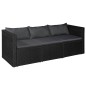 vidaXL Set Divani da Giardino 3 pz in Polyrattan Nero e Grigio vidaXL Set Divani da Giardino 3 pz in Polyrattan Nero e Grigio