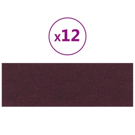 vidaXL Pannelli Murali 12 pz Viola 90x30 cm in Tessuto 3,24 m²