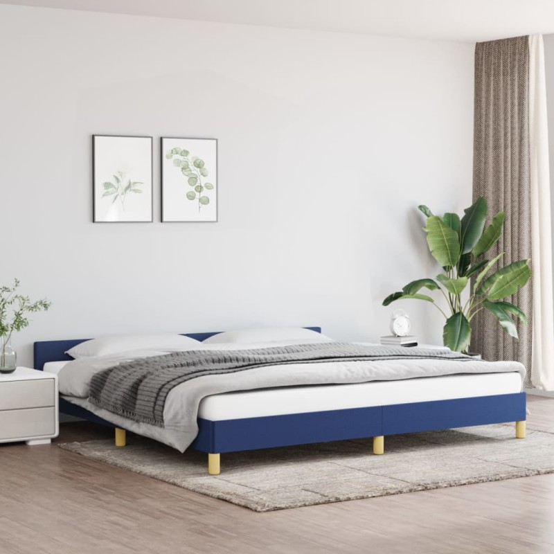 vidaXL Giroletto con Testiera senza Materasso Blu 200x200 cm Tessuto vidaXL Giroletto con Testiera senza Materasso Blu 200x200 cm Tessuto