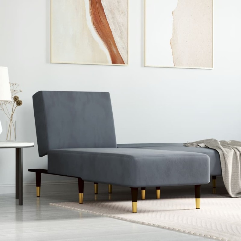 vidaXL Chaise Longue in Velluto Grigio Scuro vidaXL Chaise Longue in Velluto Grigio Scuro