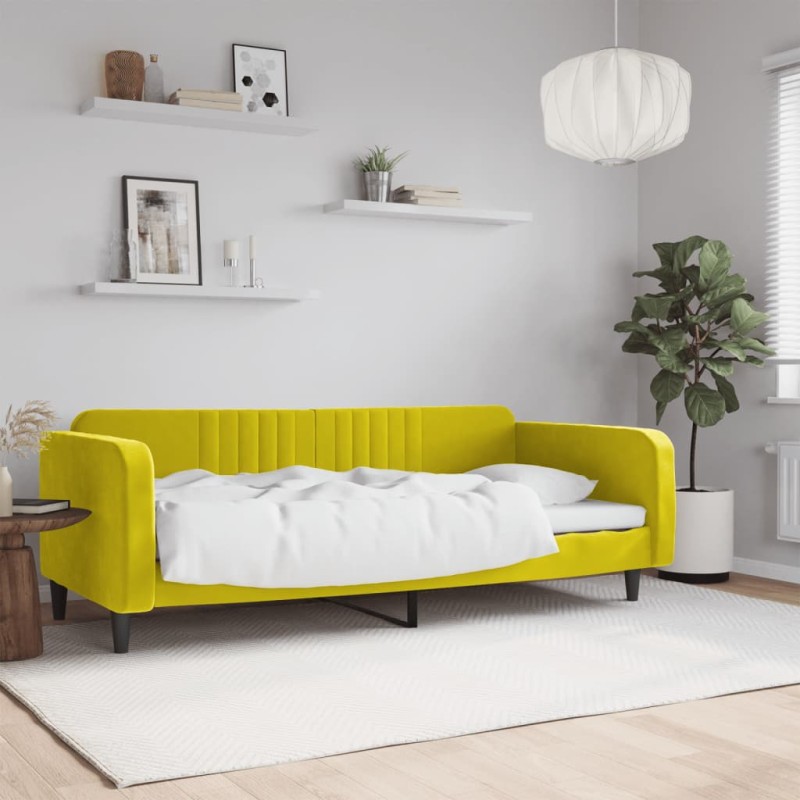 vidaXL Letto da Giorno Giallo 90x200 cm in Velluto vidaXL Letto da Giorno Giallo 90x200 cm in Velluto