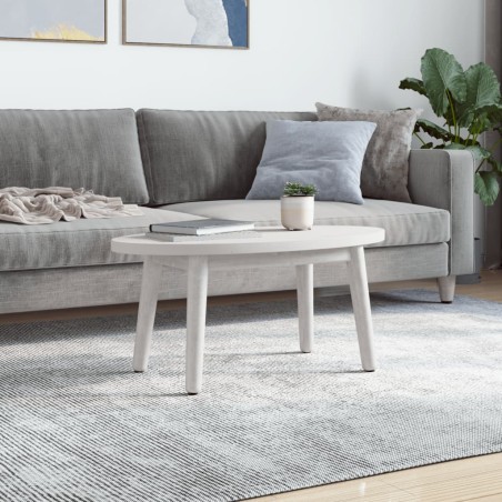 vidaXL Piano Tavolo Bianco 80x40x2,5cm in Legno Massello di Pino Ovale