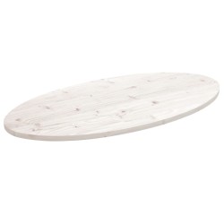 vidaXL Piano Tavolo Bianco 110x55x2,5 cm Legno Massello di Pino Ovale