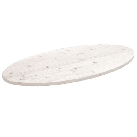 vidaXL Piano Tavolo Bianco 110x55x2,5 cm Legno Massello di Pino Ovale