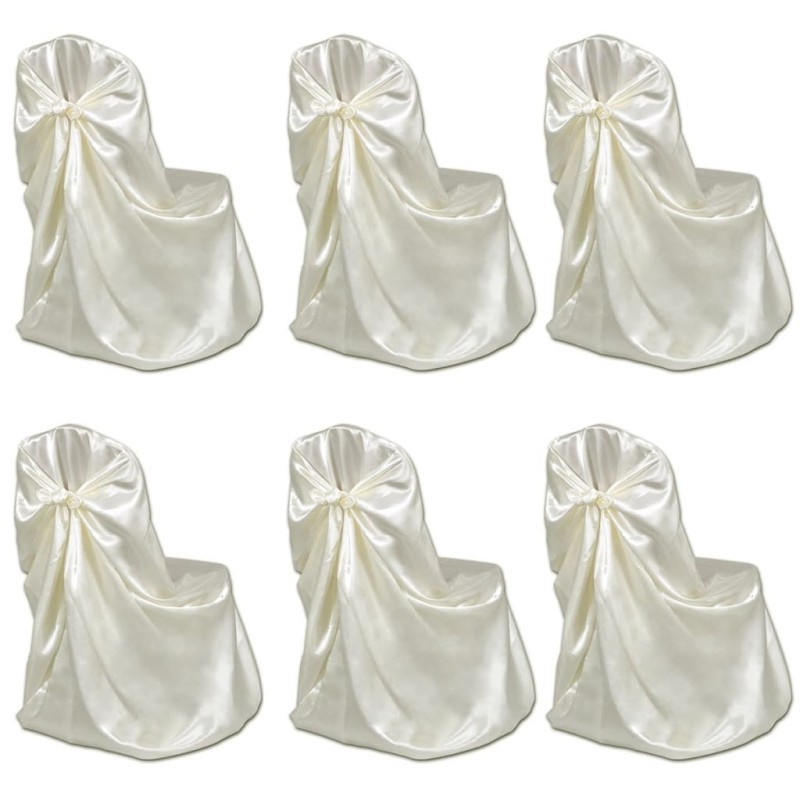 vidaXL Coprisedia 6 pz Crema per Feste di Nozze vidaXL Coprisedia 6 pz Crema per Feste di Nozze