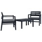 vidaXL Set Salotto da Giardino 3 pz in Plastica Antracite