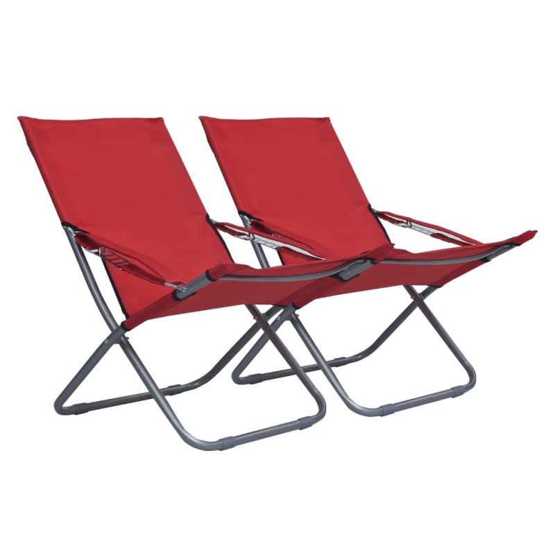 vidaXL Sedie da Spiaggia Pieghevoli 2 pz in Tessuto Rosso vidaXL Sedie da Spiaggia Pieghevoli 2 pz in Tessuto Rosso