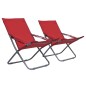 vidaXL Sedie da Spiaggia Pieghevoli 2 pz in Tessuto Rosso vidaXL Sedie da Spiaggia Pieghevoli 2 pz in Tessuto Rosso