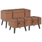 vidaXL Sgabelli con Contenitore 3 pz in Similpelle Marrone vidaXL Sgabelli con Contenitore 3 pz in Similpelle Marrone