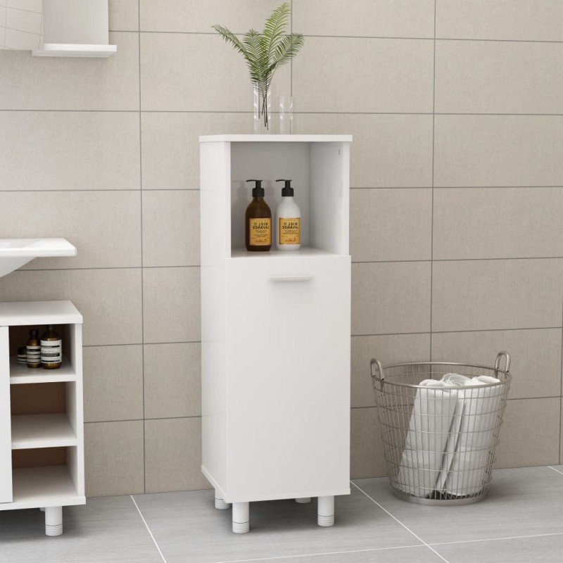 Armadio da Bagno Bianco Lucido 30x30x95 cm in Truciolato Armadio da Bagno Bianco Lucido 30x30x95 cm in Truciolato