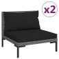 vidaXL Set Divani da Giardino 3 pz Grigio Scuro Polyrattan Mezzo Tondo vidaXL Set Divani da Giardino 3 pz Grigio Scuro Polyrattan Mezzo Tondo