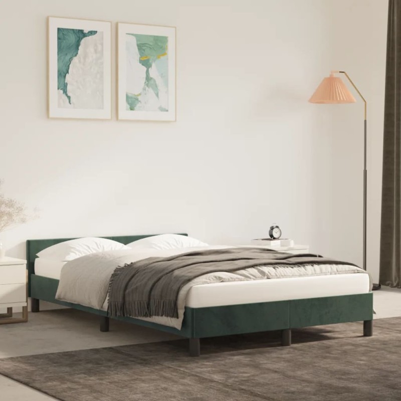 vidaXL Giroletto con Testiera Verde Scuro 120x200 cm in Velluto vidaXL Giroletto con Testiera Verde Scuro 120x200 cm in Velluto