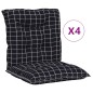 vidaXL Cuscini Sedia Schienale Basso 4 pz Motivo a Quadri Nero Tessuto