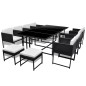 vidaXL Set da Pranzo da Giardino 13 pz con Cuscini in Polyrattan Nero