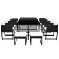 vidaXL Set da Pranzo da Giardino 13 pz con Cuscini in Polyrattan Nero