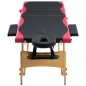 vidaXL Lettino Massaggio Pieghevole a 3 Sezioni Legno Nero e Rosa vidaXL Lettino Massaggio Pieghevole a 3 Sezioni Legno Nero e Rosa