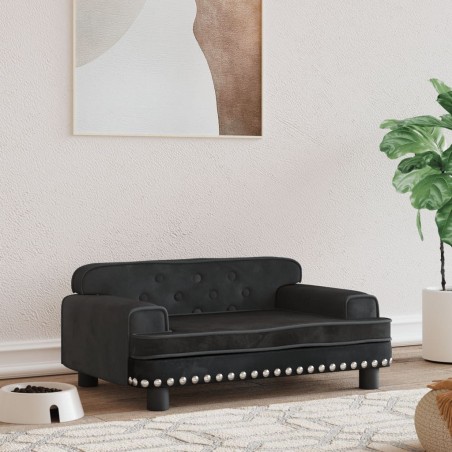 vidaXL Lettino per Cani Nero 70x45x30 cm in Velluto