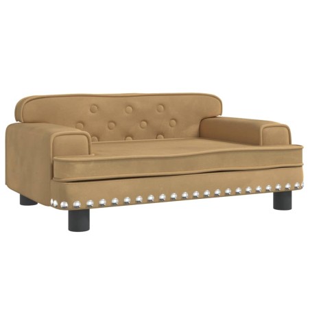 vidaXL Lettino per Cani Marrone 70x45x30 cm in Velluto